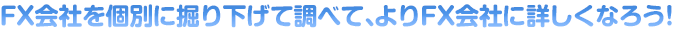 FX会社を個別に掘り下げて調べて、よりFX会社に詳しくなろう！