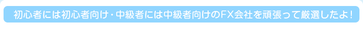 初心者には初心者向け・中級者には中級者向けのFX会社を頑張って厳選したよ！