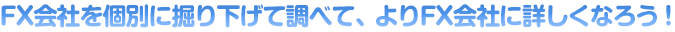 FX会社を個別に掘り下げて調べて、よりFX会社に詳しくなろう！