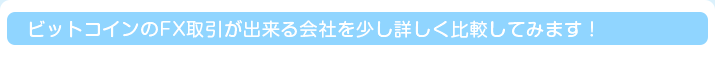 ビットコインのFX取引が出来る会社を少し詳しく比較してみます！